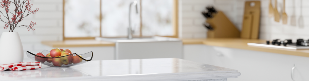 A kitchen counter in an Arizona manufactured home